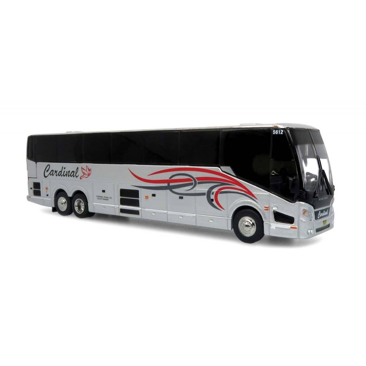 2022 Prevost H3-45 Coach - Assembled -- Cardinal Transportation (white, black, gray, red), HO Iconic Replicas 870475