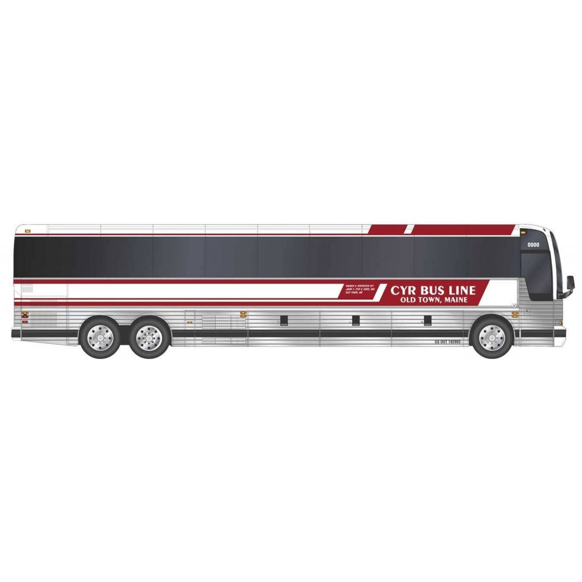 2022 Prevost H3-45 Coach - Assembled -- CYR Bus Tours (silver, black, red, white), HO Iconic Replicas 870476