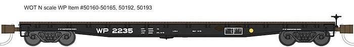 53`-6` General Service Welded Fish Belly Flatcar - Ready to Run -- Western Pacific (black), N, Wheels of Time 50193
