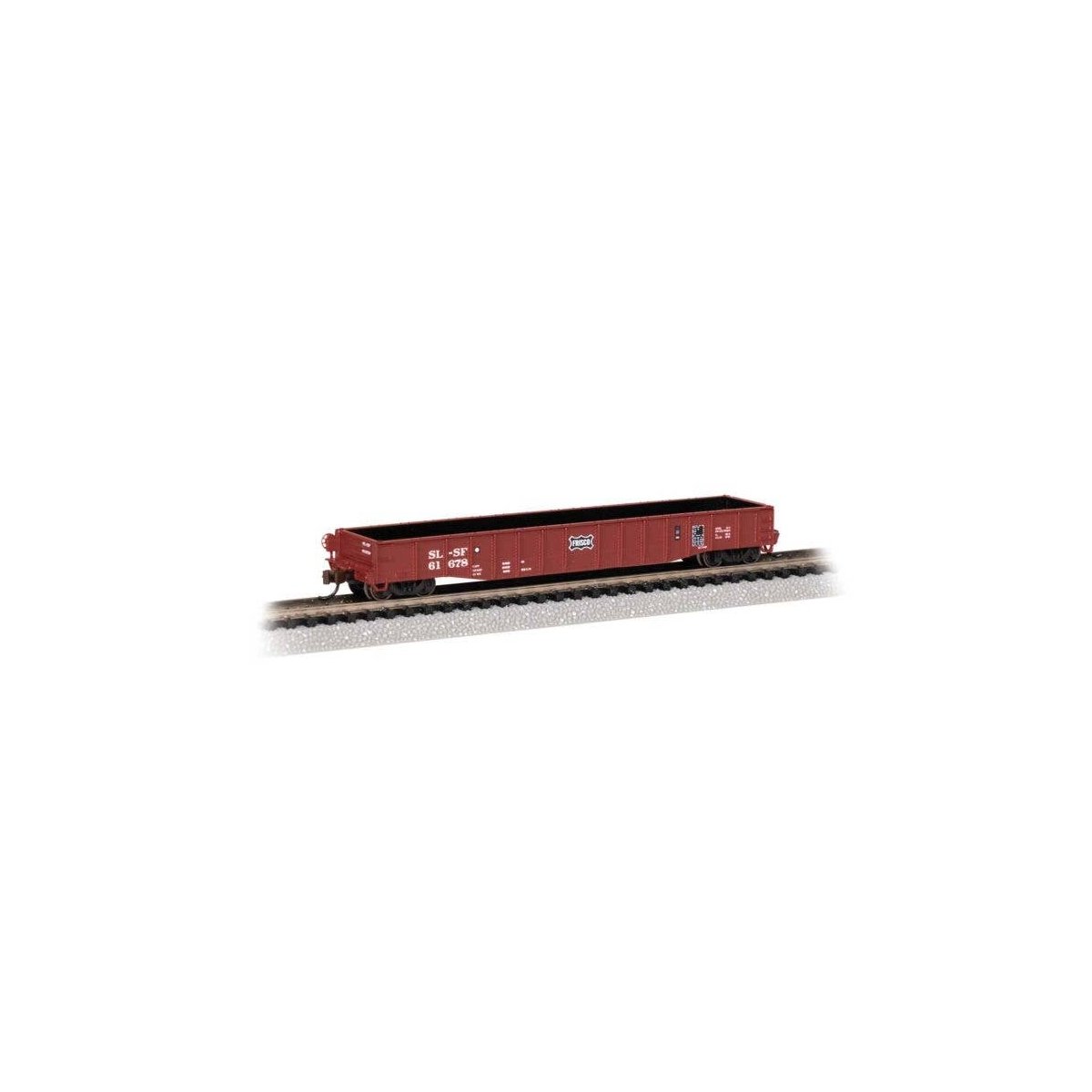 52`6` Drop-End Gondola - Ready to Run -- St. Louis-San Francisco 61678 (Boxcar Red, black Fri, N, Bachmann Industries 73970