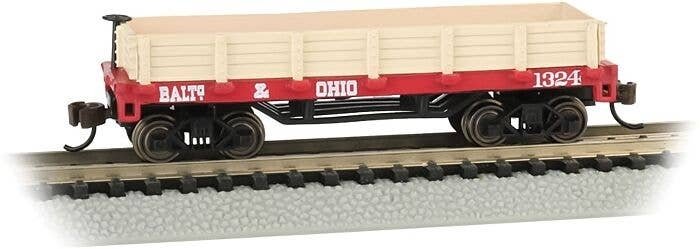 Old-Time Wood Gondola - Ready to Run -- Baltimore & Ohio 1324 (red), N, Bachmann Industries 15452