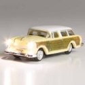 Station Wagon - Just Plug(R) Lighted Vehicle -- Yellow with Wood Sides, N, Woodland Scenics 5619