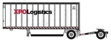 28′ Pup Van Trailer with Converter Dolly - Assembled -- XPO Logistics 3 (white, red), N, Trainworx Inc 4289103