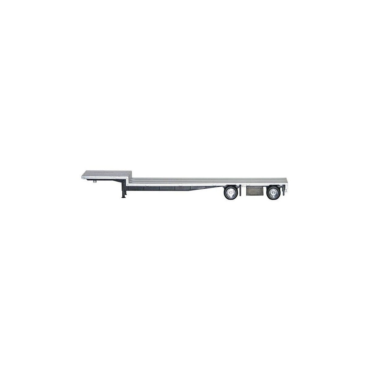 48′ Spread-Axle Drop-Deck Trailer - Assembled -- Silver w/Chrome Wheels, HO, Herpa Models 5455