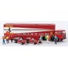 Fiat Semi Tractor w/Racing Trailer, 2 Ferrari 312T2 & 6 Figures - Assembled -- Ferrari Racin, HO, Brekina Automodelle 58575