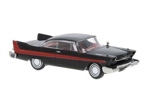 1958 Plymouth Fury - Assembled -- Black, Red, HO, Brekina Automodelle 19682