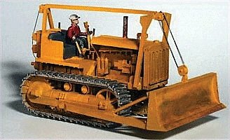 1940s Bulldozer - Kit -- Includes Operator Figure (yellow), HO, GHQ 61006