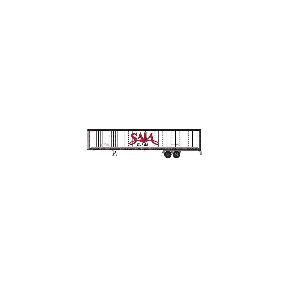 Hyundai 53` Dry Van Semi Trailer with Skirts - Assembled -- Saia 2 (white, red `LTL Freight` webs, N, Trainworx Inc 4539202