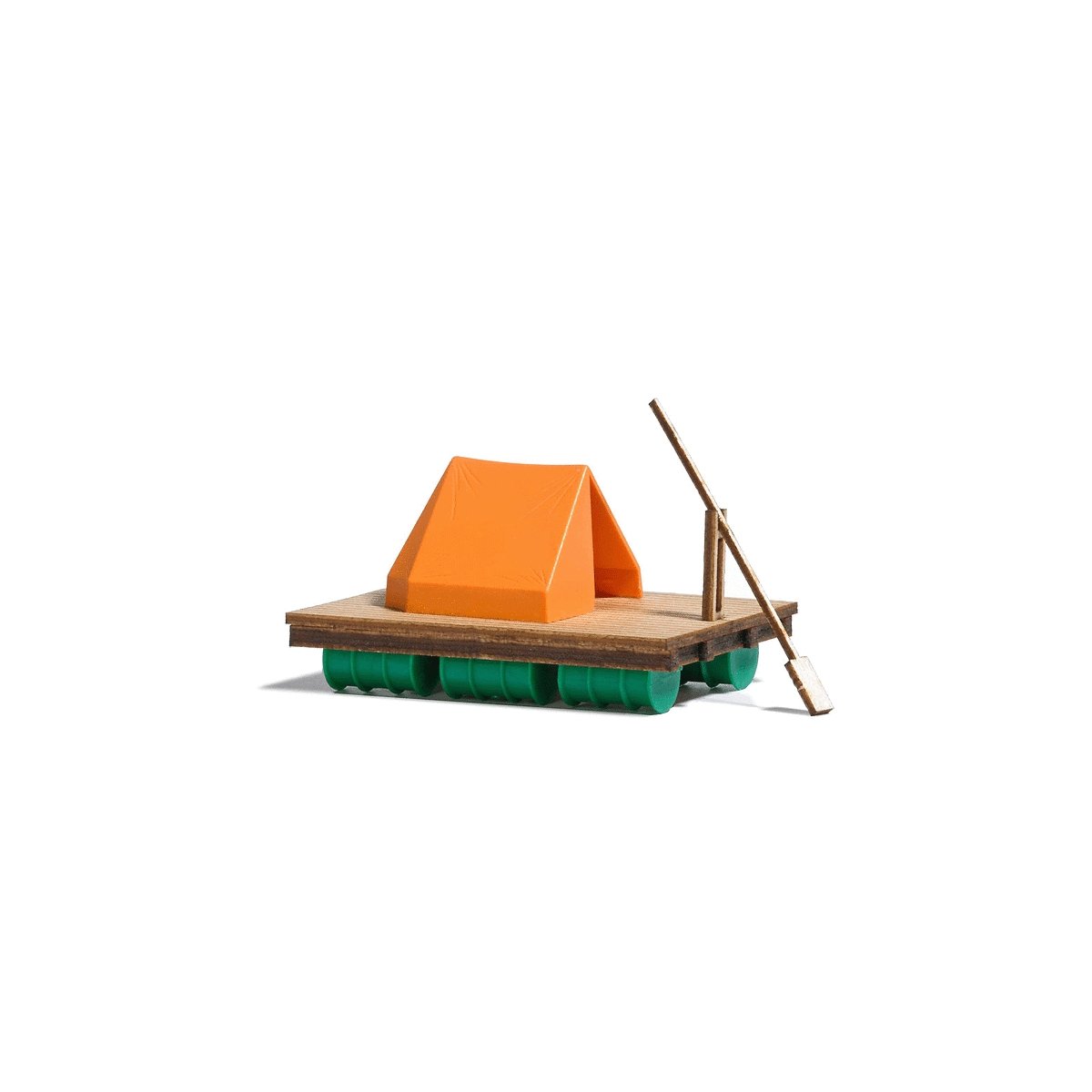 Wood Raft w/Paddle & Tent - Kit, HO, Busch Gmbh & Co Kg 1564