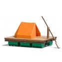 Wood Raft w/Paddle & Tent - Kit, HO, Busch Gmbh & Co Kg 1564
