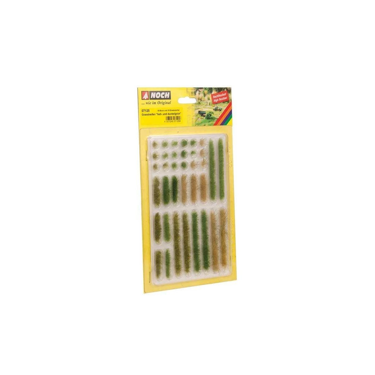 Grass Strips & Tufts -- Light and Dark Green, 36 Pieces, ALL Noch Gmbh & Co 7125