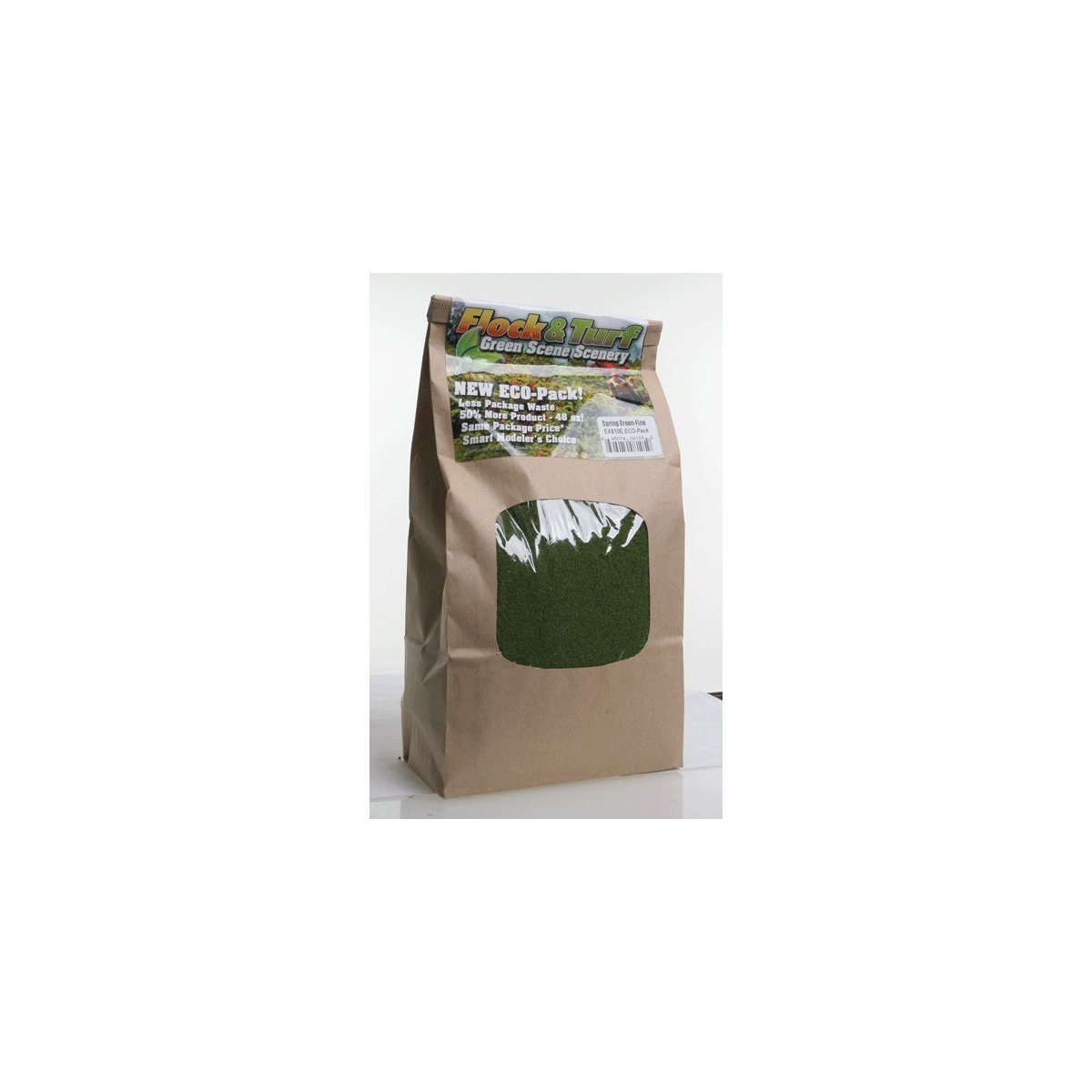Flock & Turf Ground Cover ECO Pack Bag - 48oz 1.4L -- Fine - Spring Green, ALL Scenic Express 810E
