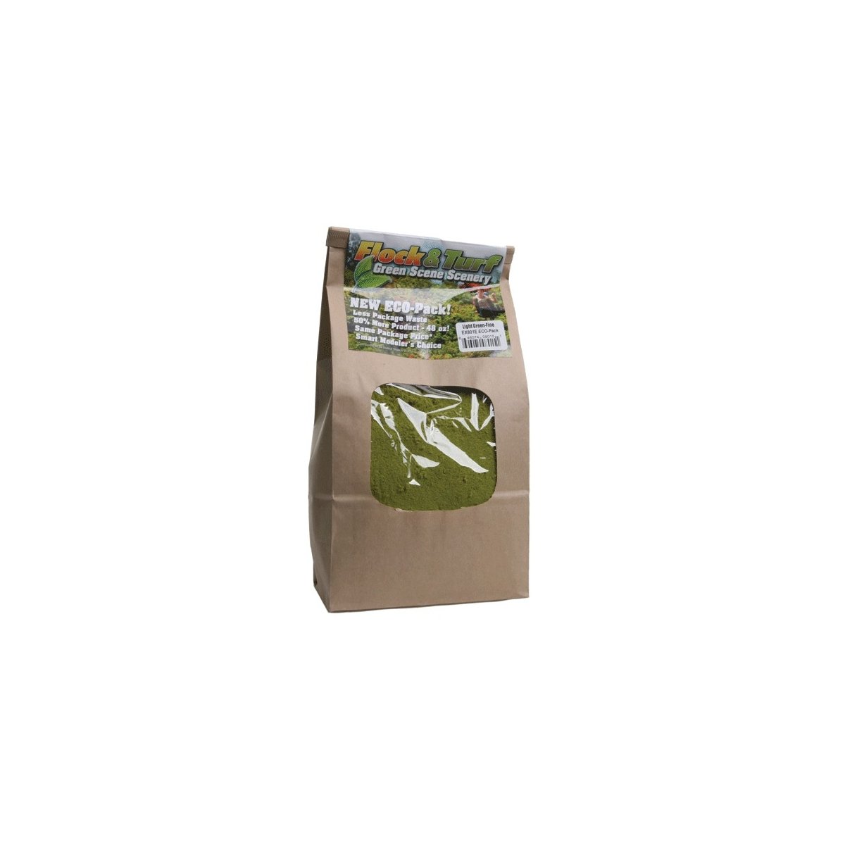 Flock & Turf Ground Cover ECO-Pak - 48oz 1.4L -- Fine - Light Green, ALL Scenic Express 801E