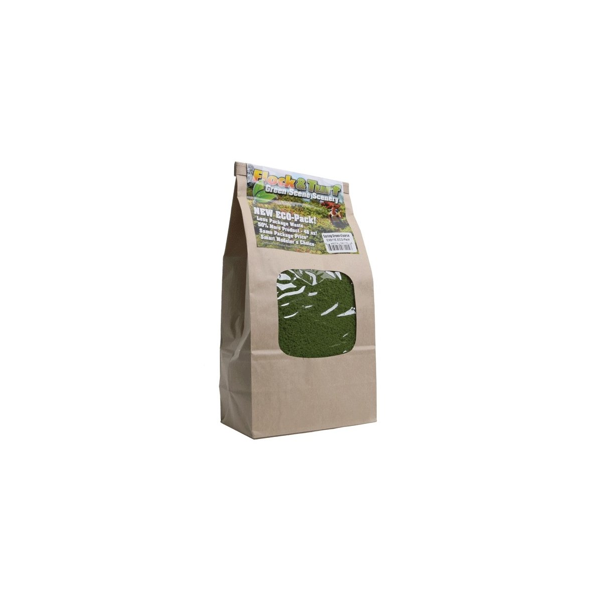 Flock & Turf Ground Cover ECO Pack Bag - 48oz 1.4L -- Coarse - Spring Green, ALL Scenic Express 811E