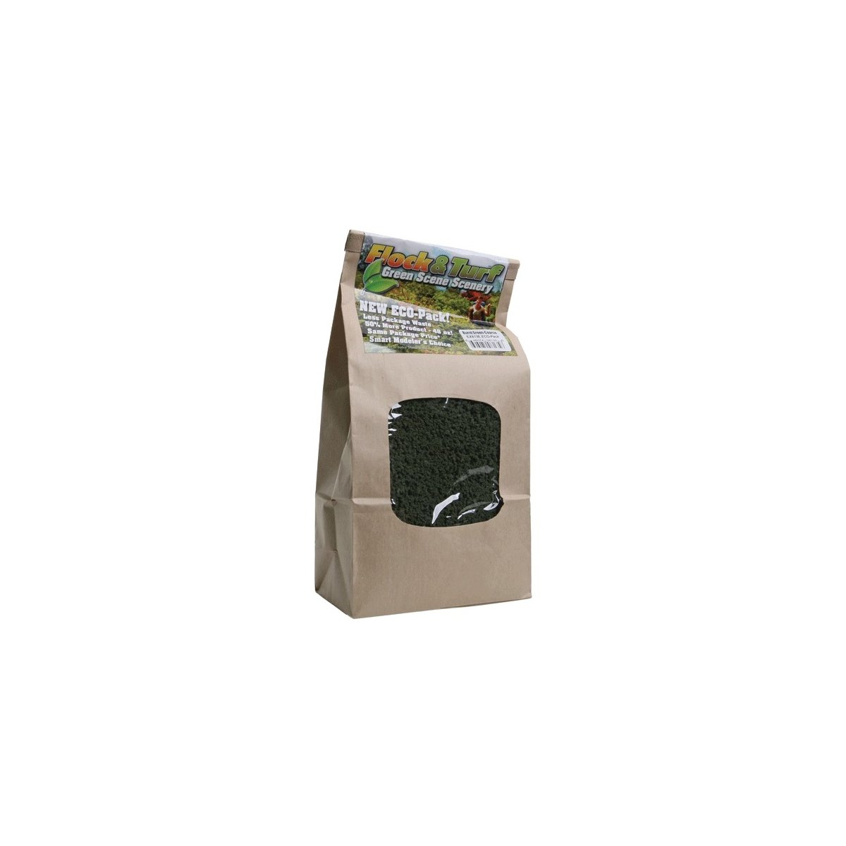 Flock & Turf Ground Cover ECO Pack Bag - 48oz 1.4L -- Coarse - Burnt Green, ALL Scenic Express 813E