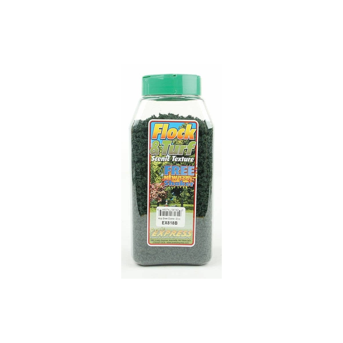 Flock & Turf - Scenic Foams & Ground Textures - Green Tones - 32 Ounces -- Hazy Green - Coarse, ALL Scenic Express 818B
