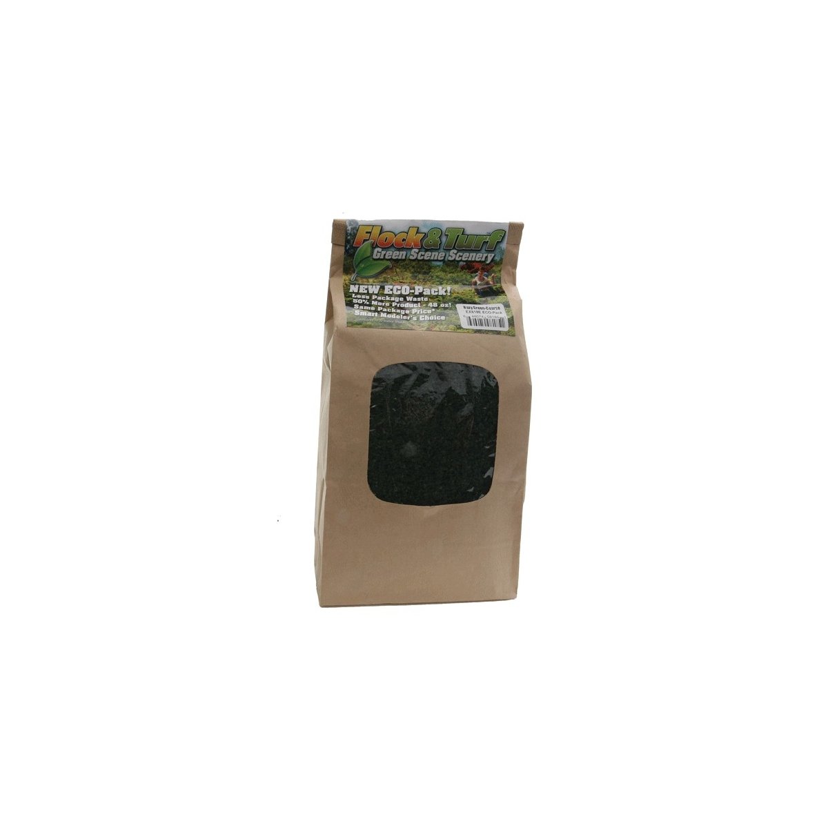 Flock & Turf Ground Cover ECO Pack Bag - 48oz 1.4L -- Coarse - Hazy Green, ALL Scenic Express 818E