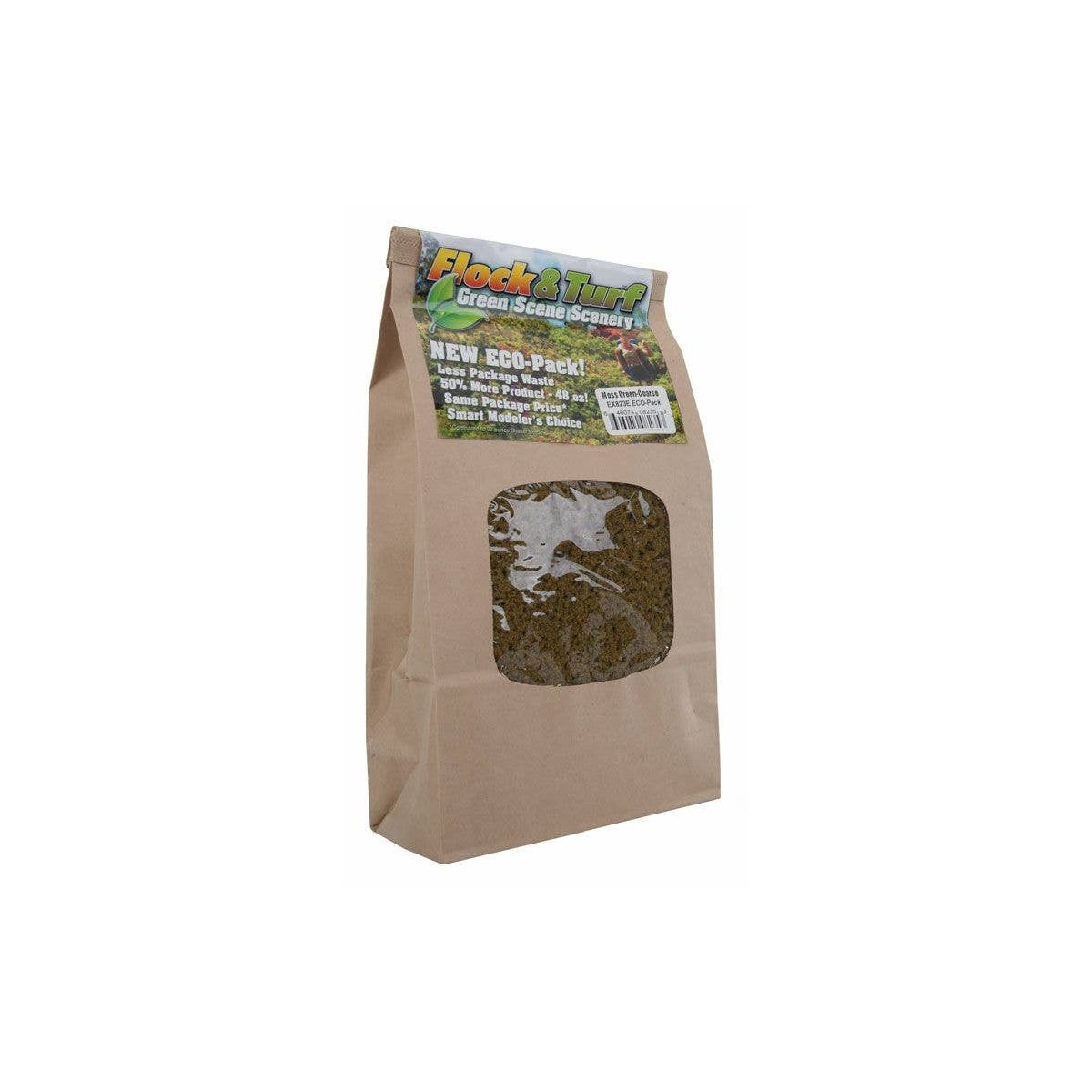 Flock & Turf Ground Cover ECO Pack Bag - 48oz 1.4L -- Coarse - Moss Green, ALL Scenic Express 823E
