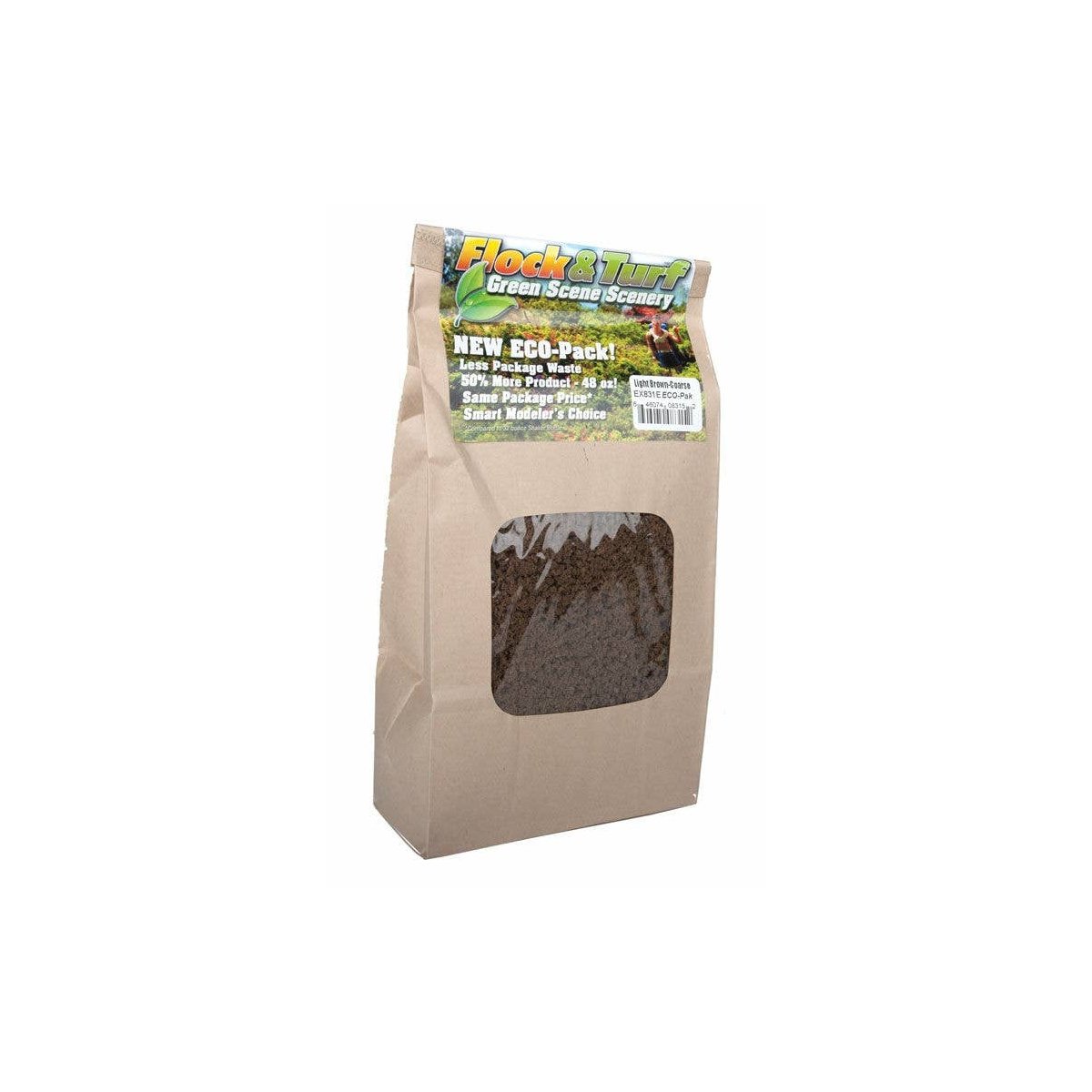 Flock & Turf Ground Cover ECO Pack Bag - 48oz 1.4L -- Coarse - Light Brown, ALL Scenic Express 831E