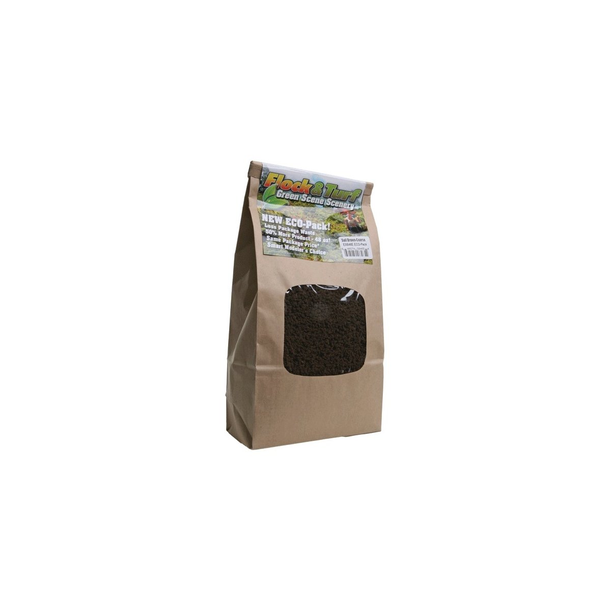 Flock & Turf Ground Cover ECO Pack Bag - 48oz 1.4L -- Coarse - Soil Brown, ALL Scenic Express 846E