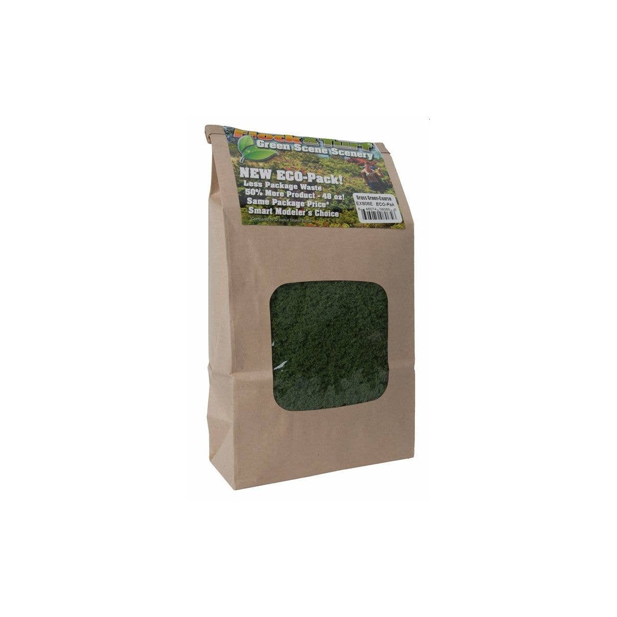 Flock & Turf Ground Cover ECO Pack Bag - 48oz 1.4L -- Coarse - Grass Green, ALL Scenic Express 806E