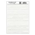 Dry Transfer Alphabet & Numbers - Railroad Gothic -- White, All Scales, Woodland Scenics 721