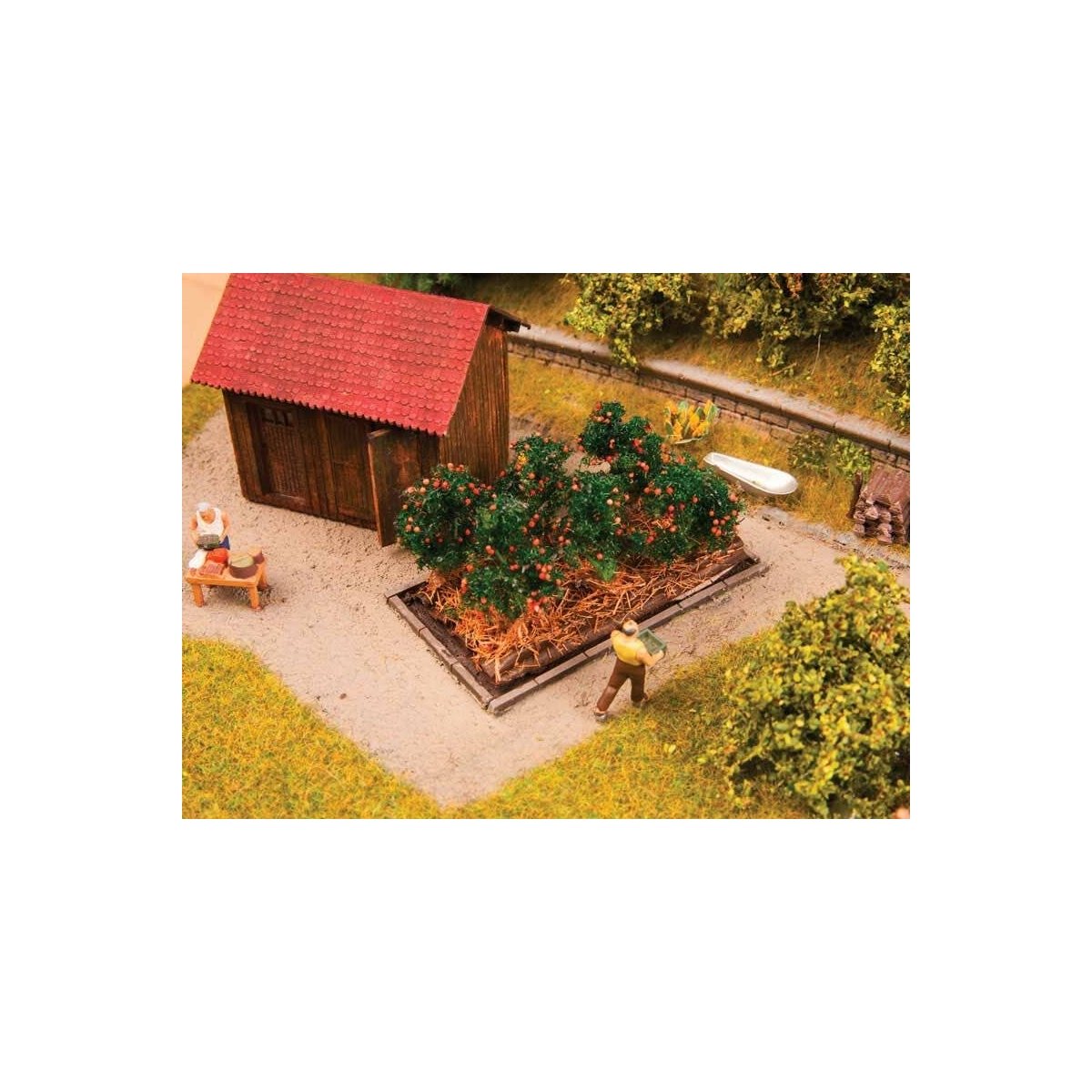 Garden Plot - Assembled - Deco Minis -- 6 Tomato Plants, HO Noch Gmbh & Co 13215
