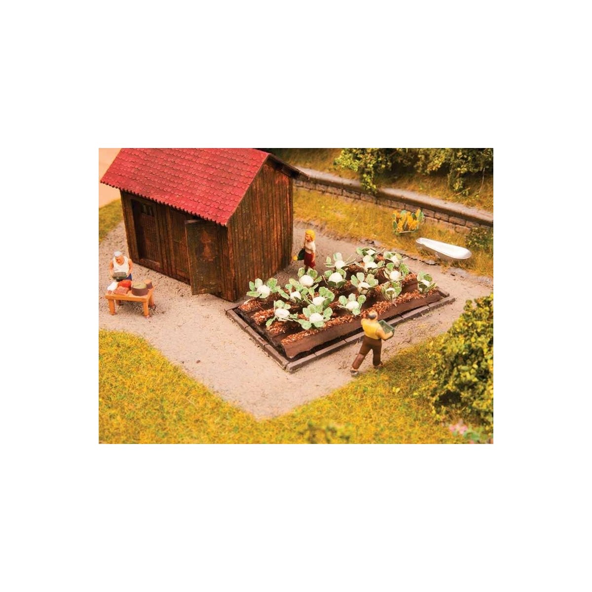 Garden Plot - Assembled - Deco Minis -- 16 Cauliflower Plants, HO Noch Gmbh & Co 13216