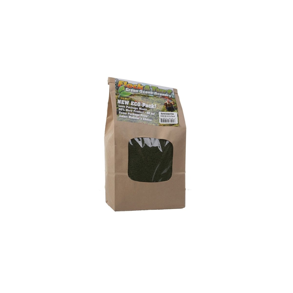 Flock & Turf Ground Cover ECO Pack Bag - 48oz 1.4L -- Fine - Burnt Green, ALL Scenic Express 812E