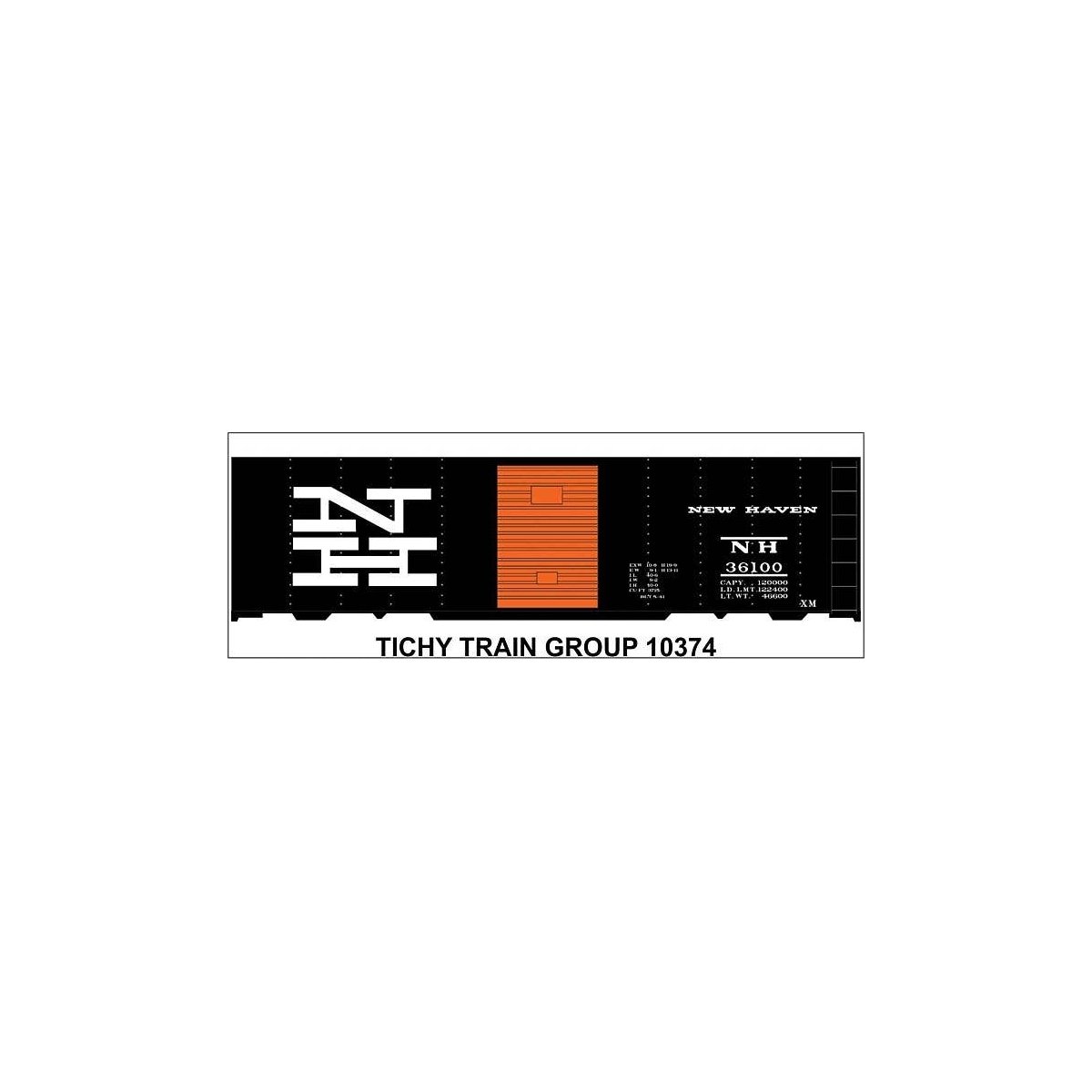 Railroad Decal Set -- New Haven 40′ Boxcar (McGinnis, black car, vermillion door), N, Tichy Train Group 10374N