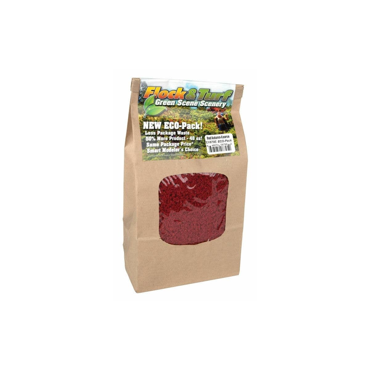 Flock & Turf Ground Cover ECO Pack Bag -- Autumn Red Coarse 48oz 1.4l, ALL Scenic Express 879E