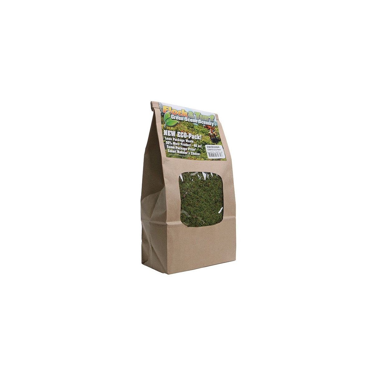Flock & Turf Ground Cover ECO Pack Bag - 48oz 1.4L -- Adirondack Green Blend, ALL Scenic Express 897E