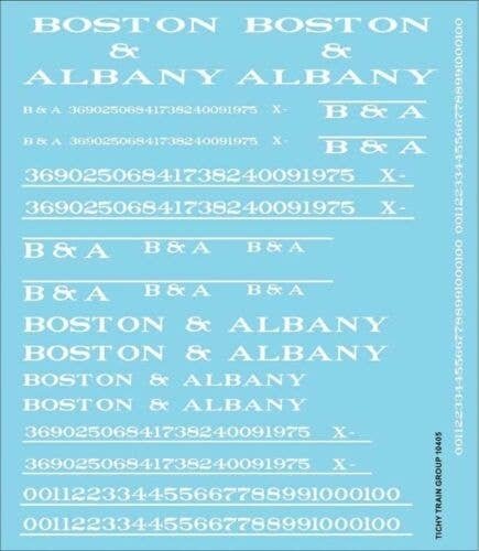 Railroad Decal Set -- Boston & Albany Roadname Set (white), HO, Tichy Train Group 10405