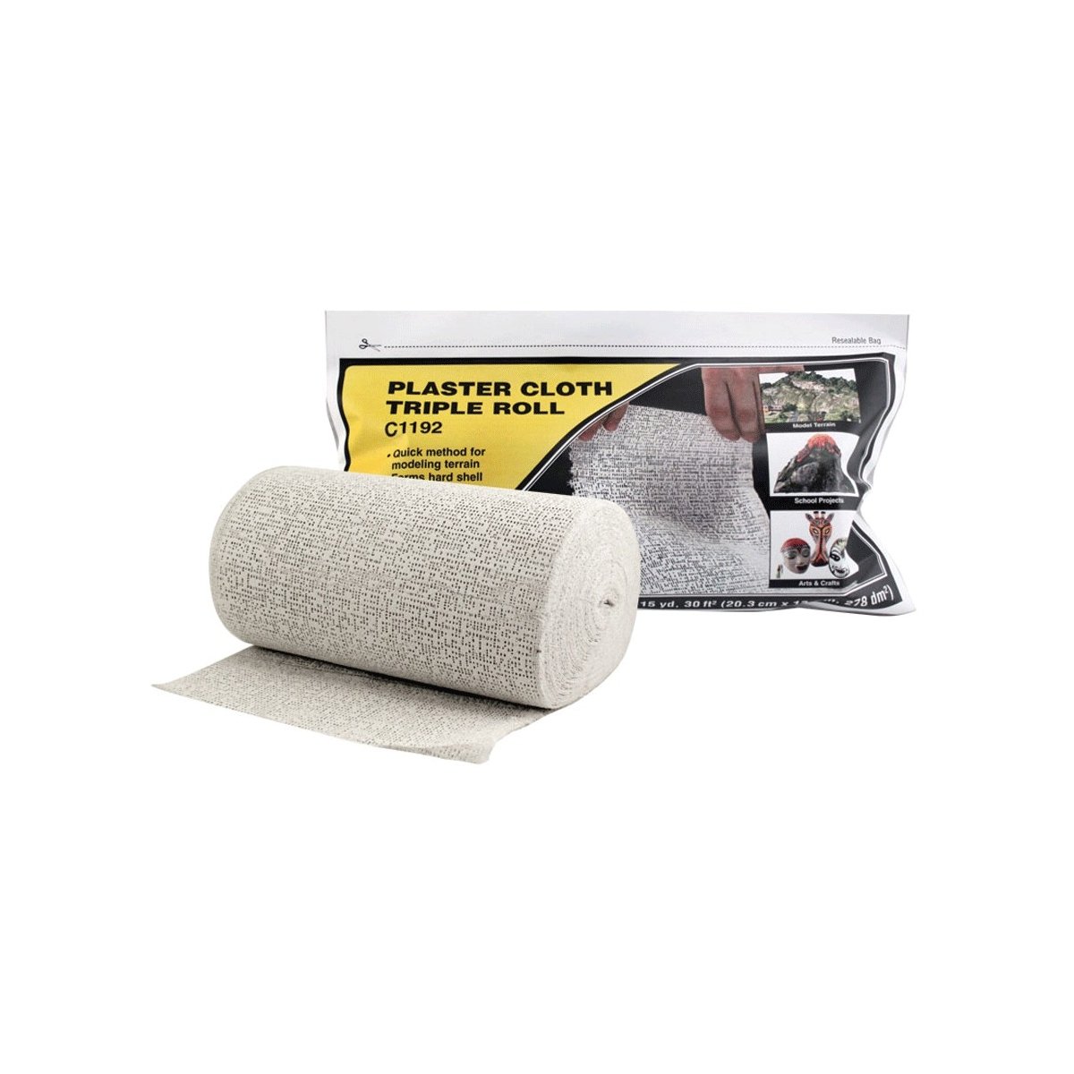 Plaster Cloth -- Triple Roll - 8 x 45′ 30 sq ft 20.3 x 114cm 278 sq cm pkg(3), ALL Woodland Scenics 1192