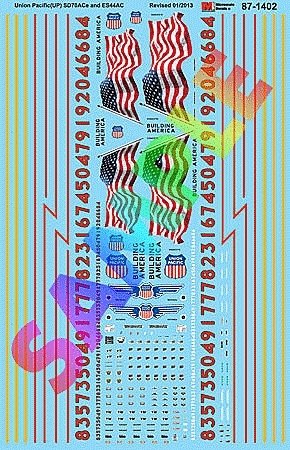 Railroad Decal Set -- Union Pacific SD70ACe & ES44AC Eco Locomotives, HO, Microscale Industries Inc 871402