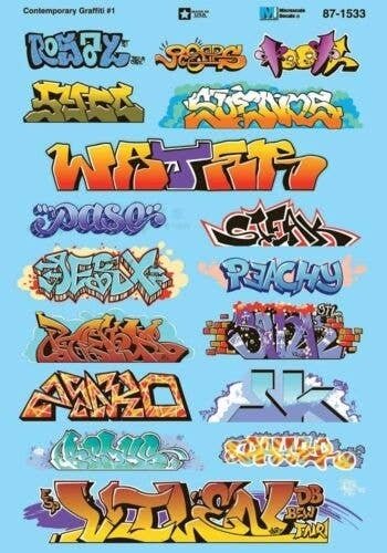 Graffiti Decal Set -- Contemporary (Set 1), N, Microscale Industries Inc 601533