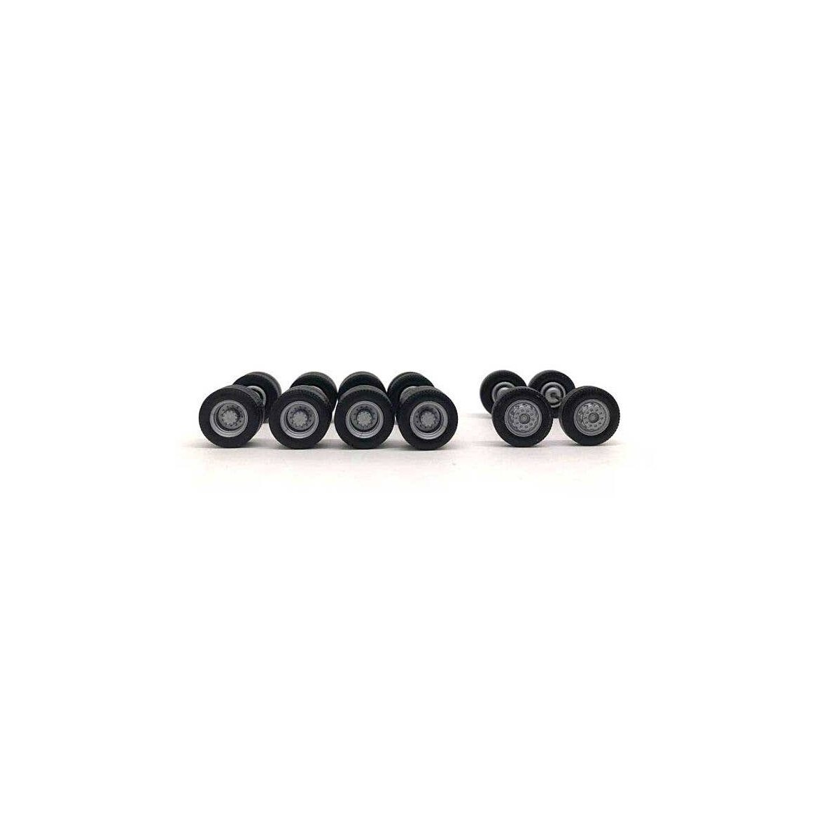 Planetary Hub Truck Wheels -- 2 Fronts, 4 Rears, HO, Herpa Models 5479