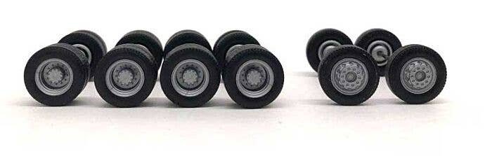 Planetary Hub Truck Wheels -- 2 Fronts, 4 Rears, HO, Herpa Models 5479