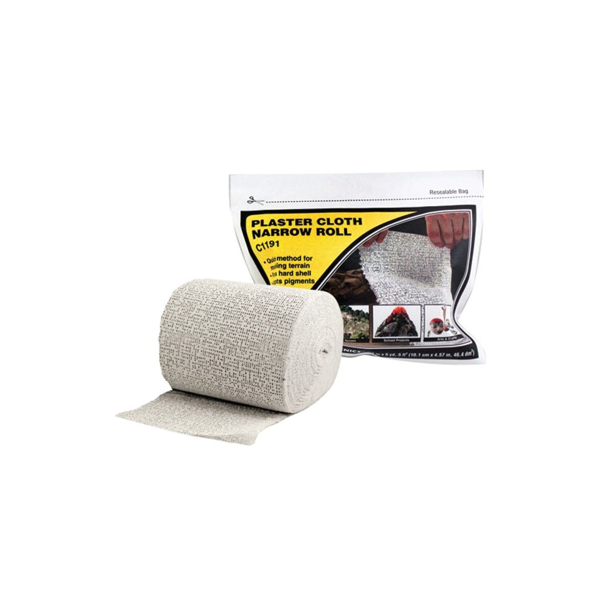 Plaster Cloth -- Narrow Roll - 4′ x 15′ 5 Sq Ft 10.1cm x 4.6m 464 Sq Cm, ALL Woodland Scenics 1191