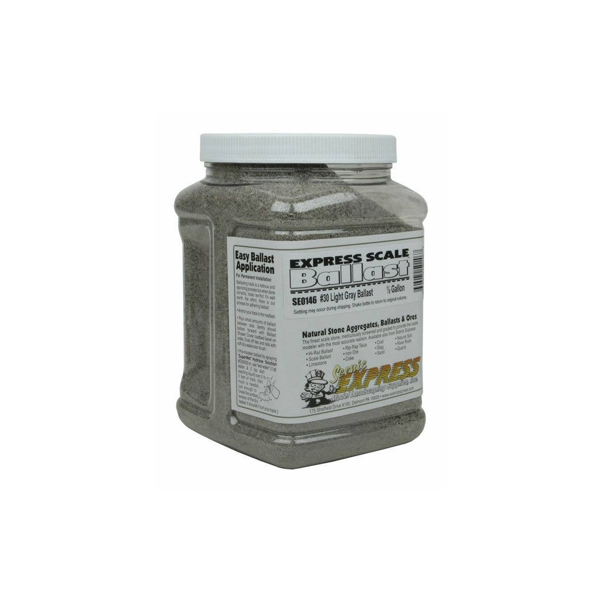 Natural Stone Ballast -- 30 Light Gray (1/2 Gallon) HO & O Scale, O Scenic Express SE0146