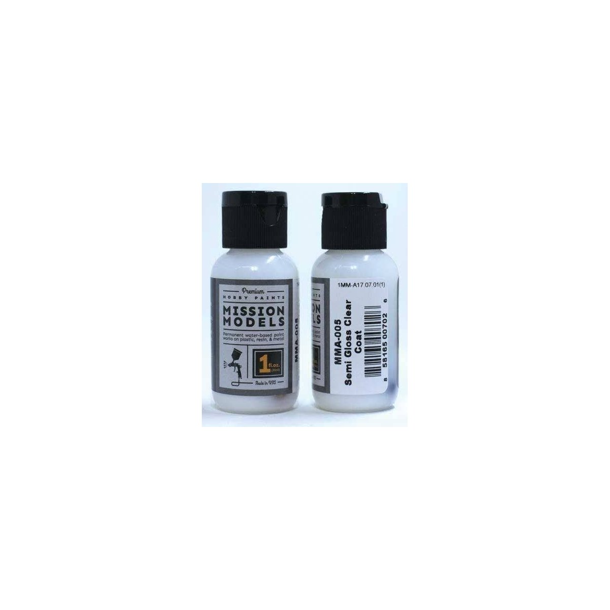 Water-Based Acrylic Paint 1oz 29.6ml -- MMA-005 Semi Gloss Clear, All Scales, Mission Models A5