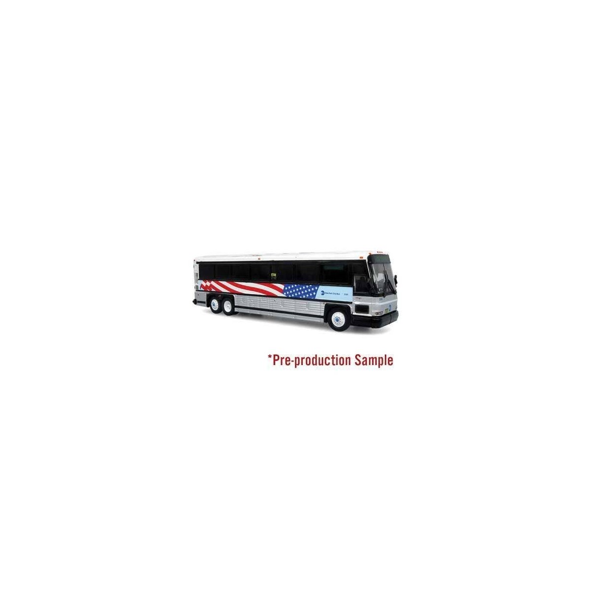 MCI D4000 Coach - Assembled -- MTA New York City (9/11 Memorial Scheme, US Flag Graphics), HO Iconic Replicas 870567