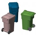 96-Gallon Wheeled Trash & Recycling Bin -- Kit (blue) pkg(6), HO, Hi-Tech Details 8007