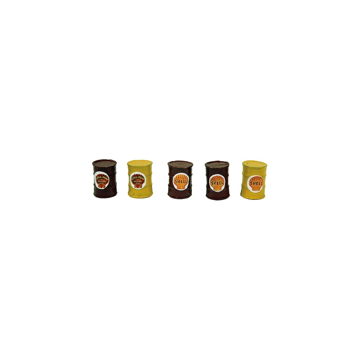 Custom Oil Barrel pkg(5) -- Shell Oil Company (yellow, red), HO JL Innovative Design 564