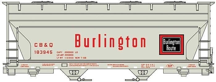 ACF 2-Bay Covered Hopper - Kit -- Chicago, Burlington & Quincy 183945 (gray, red, black Large Letter, HO, Accurail Inc 2208