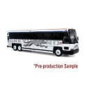 MCI D4000 Coach - Assembled -- Greyhound (Shadow Trim Scheme, white, black, gray, red), HO Iconic Replicas 870561