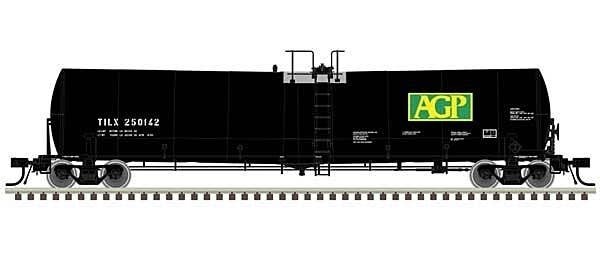 Trinity 25,500-Gallon Tank Car - Ready to Run -- AGP TILX 250123 (black, green, yello, N, Atlas Model Railroad Co. 50006177