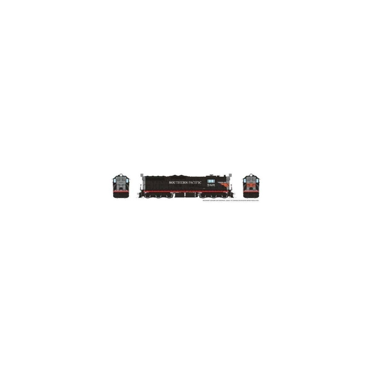 EMD SD7 High Nose - ESU LokSound and DCC -- Southern Pacific 5329 (Black Widow, black, silver,, HO, Rapido Trains Inc 50612