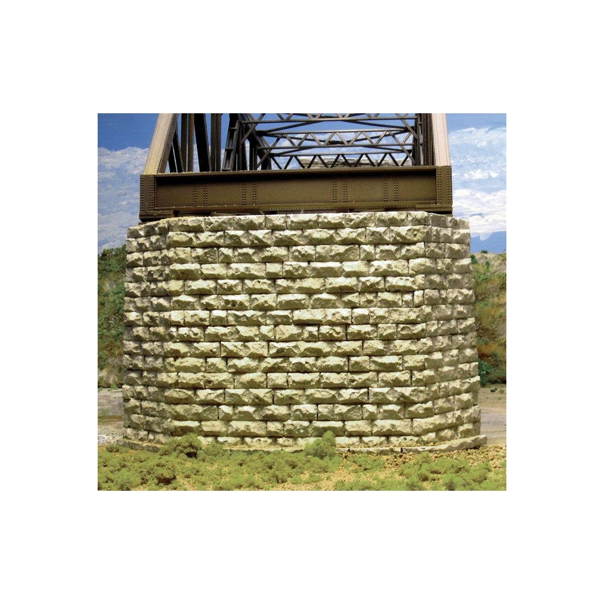 Double-Track Cut Stone Bridge Pier -- Fits Central Valley Double-Track Truss Bridge, HO Chooch Enterprises 8432