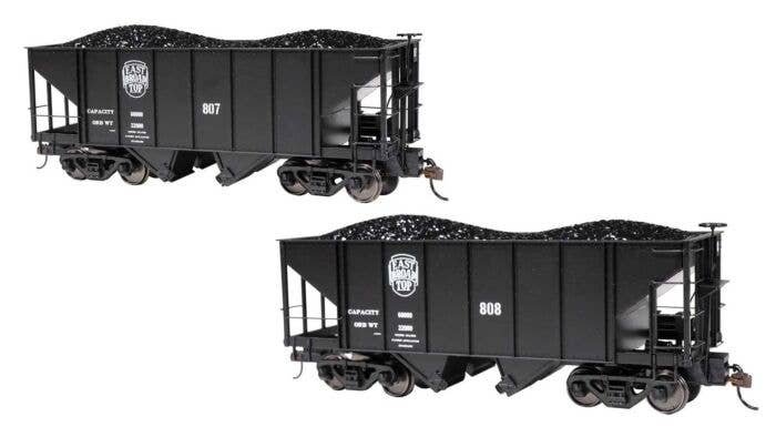 2-Bay Steel Hopper 2-Pack - Ready to Run - Spectrum(R) -- East Broad Top 807, 808 (black, , On30, Bachmann Industries 27902